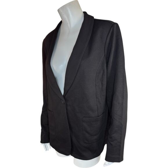 Susan Graver Weekend Washed French Terry Blazer Black Large Business Career NWOT - Picture 11 of 14